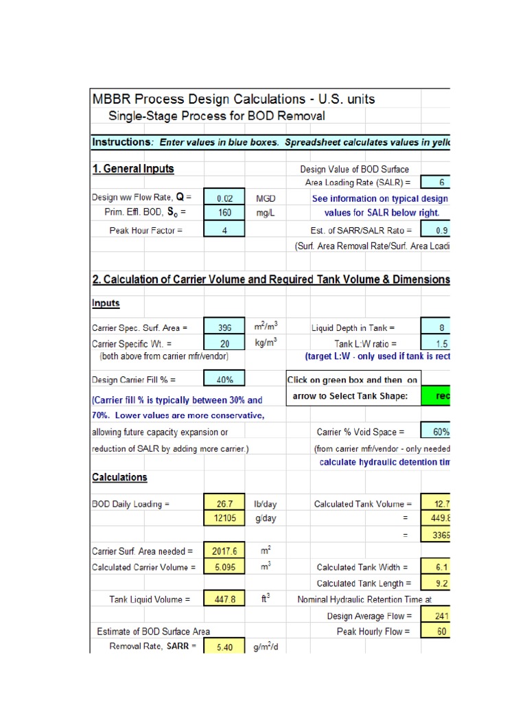 MBBR Calculations | PDF
