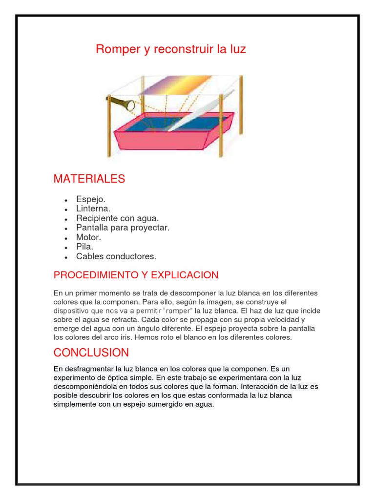 Descomposición de la Luz Blanca en Colores | PDF