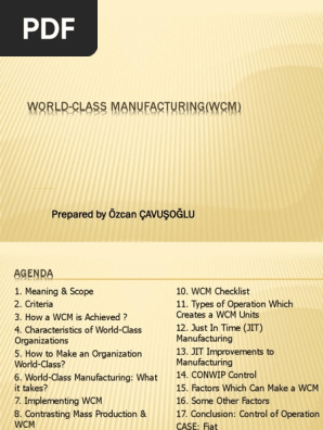 World Class Manufacturing 1 Pdf Inventory Supply Chain