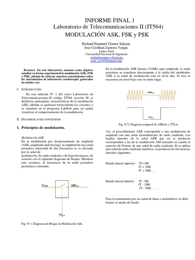 Modulación ASK, FSK y PSK en Telecomunicaciones | PDF | Modulación ...