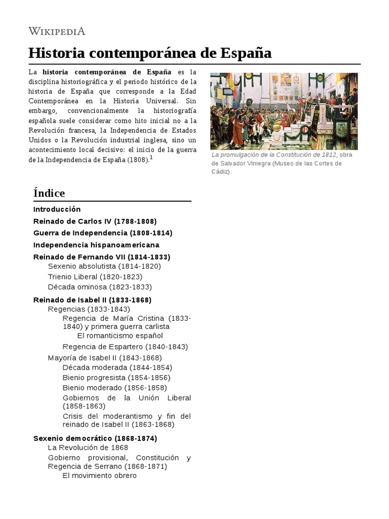 Historia Contemporánea de España | PDF | España