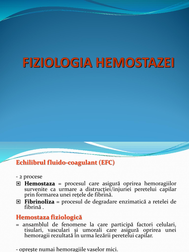 Hemostaza Primara Si Secundara PDF