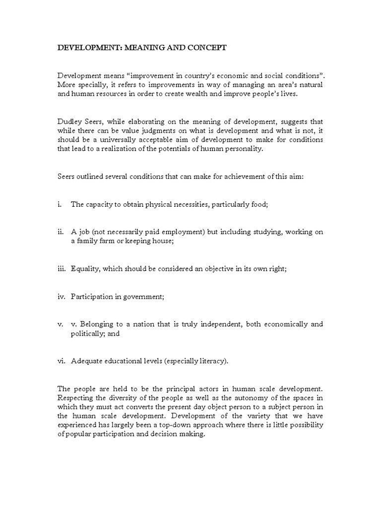 Seers' Human Scale Development Insights | PDF | Economic Development ...