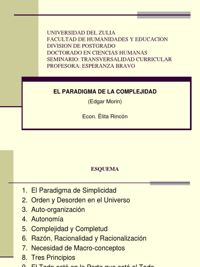 Paradigma de la Complejidad de Morin | PDF | Complejidad | Razón
