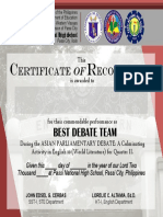 Best Debate Team Certificats Template