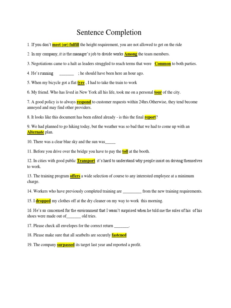 Amazon Sentence Completion Practice Test Part 2 PDF