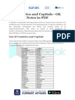 Countries & Capitals GK Notes PDF