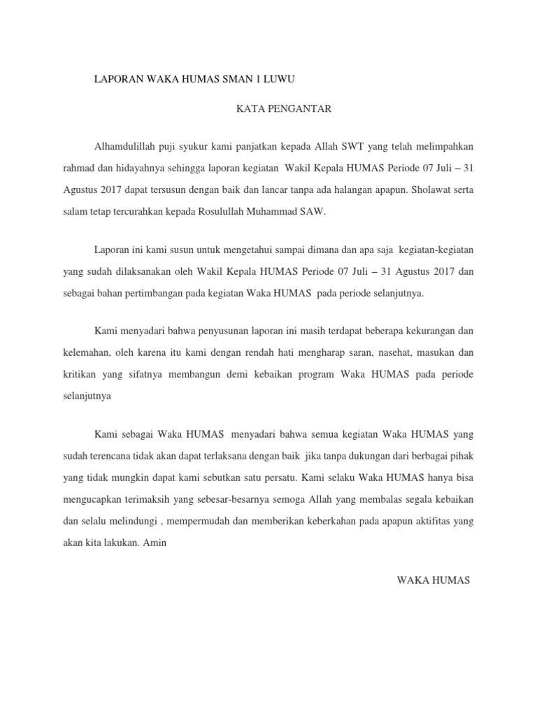 Laporan Kegiatan Waka Humas SMAN 1 Luwu | PDF