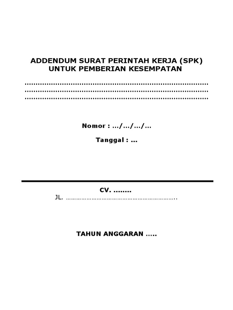 Contoh Addendum SPK Pemberian Kesempatan | PDF | Pengelolaan Keuangan ...