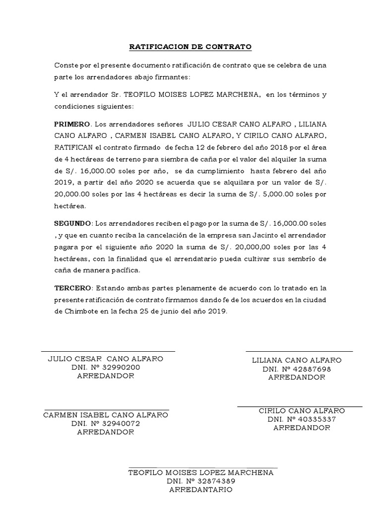 Ratificacion de Contrato | PDF
