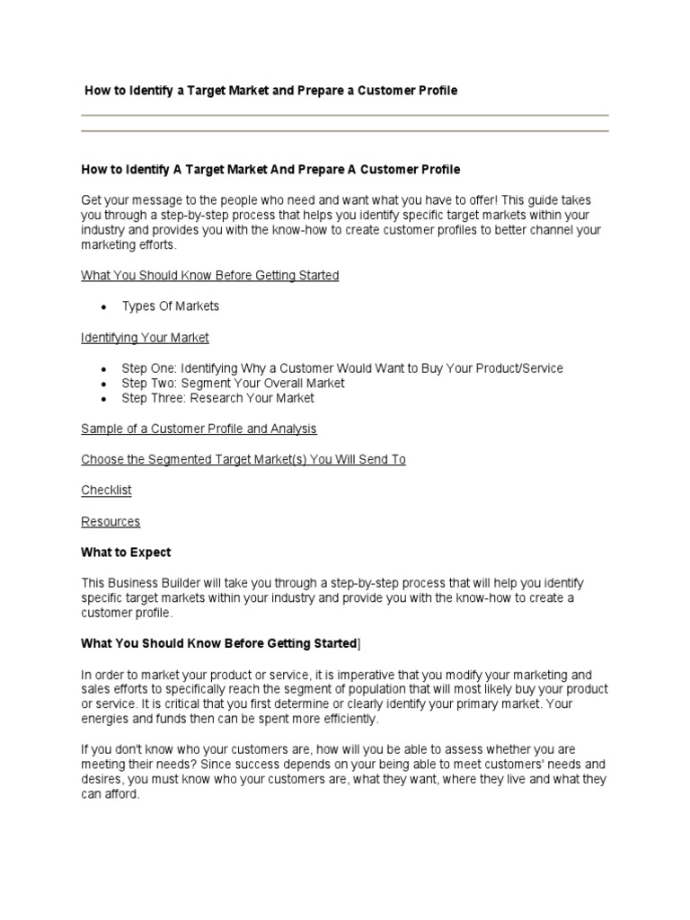 Target Market Identification Guide | PDF | Market Segmentation | Marketing