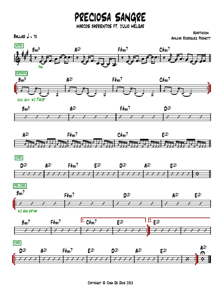 PRECIOSA SANGRE - Partitura Completa