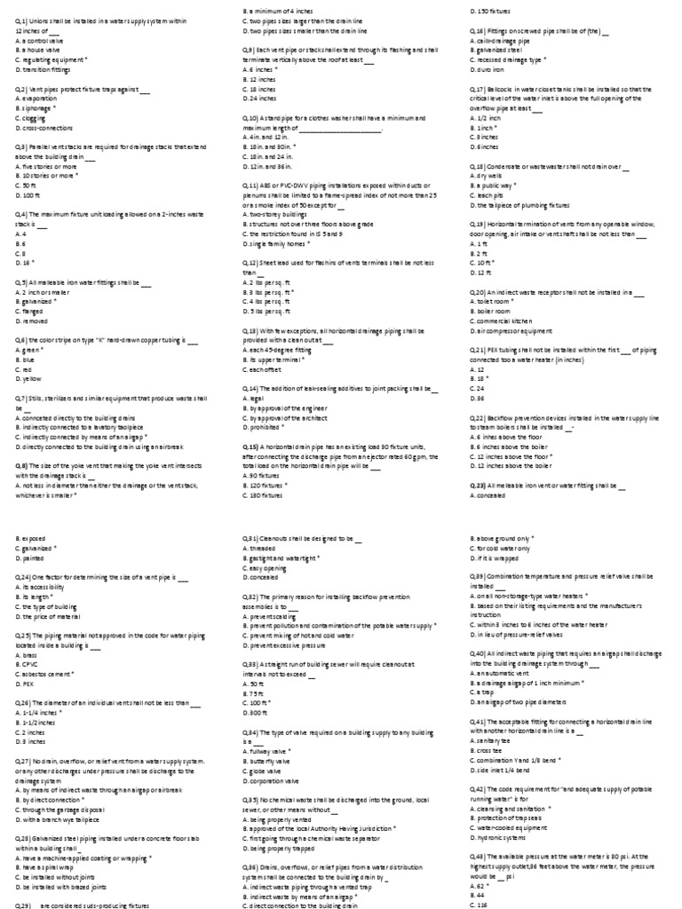 Plumbing Terms 4 Questionswith Answers Plumbing Storm Drain
