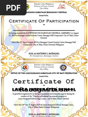 certificate of participation