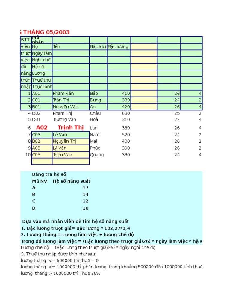 Bai Tap Excel Nang Cao 2 | PDF
