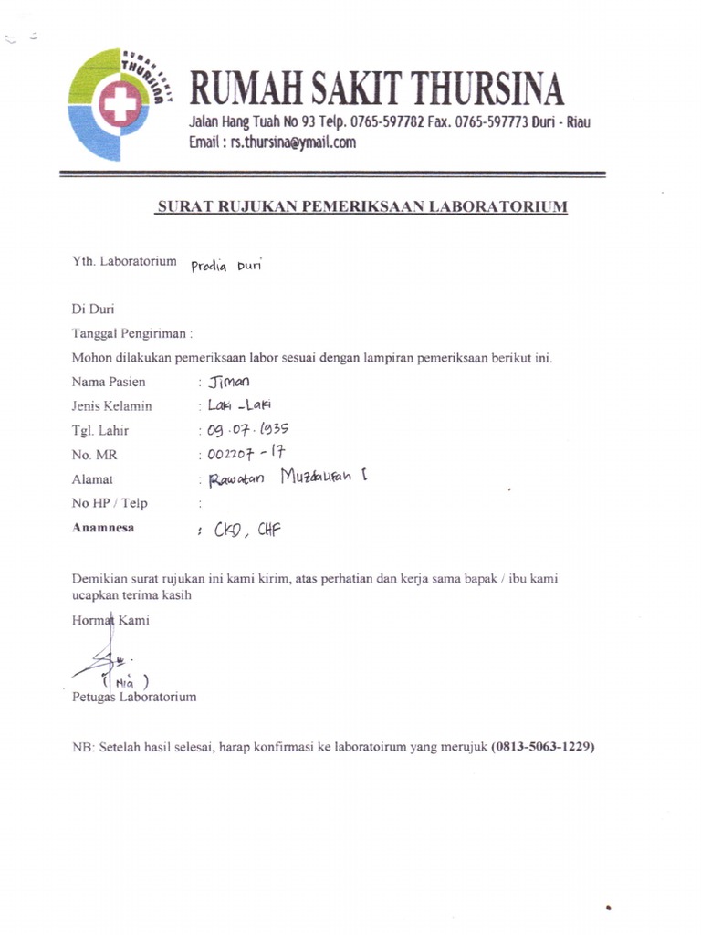 Ap. 5 Bukti Form Rujukan Melalui Laboratorium Rs. | PDF