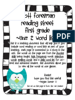 Reading Street Grade 1 Word List Unit 2