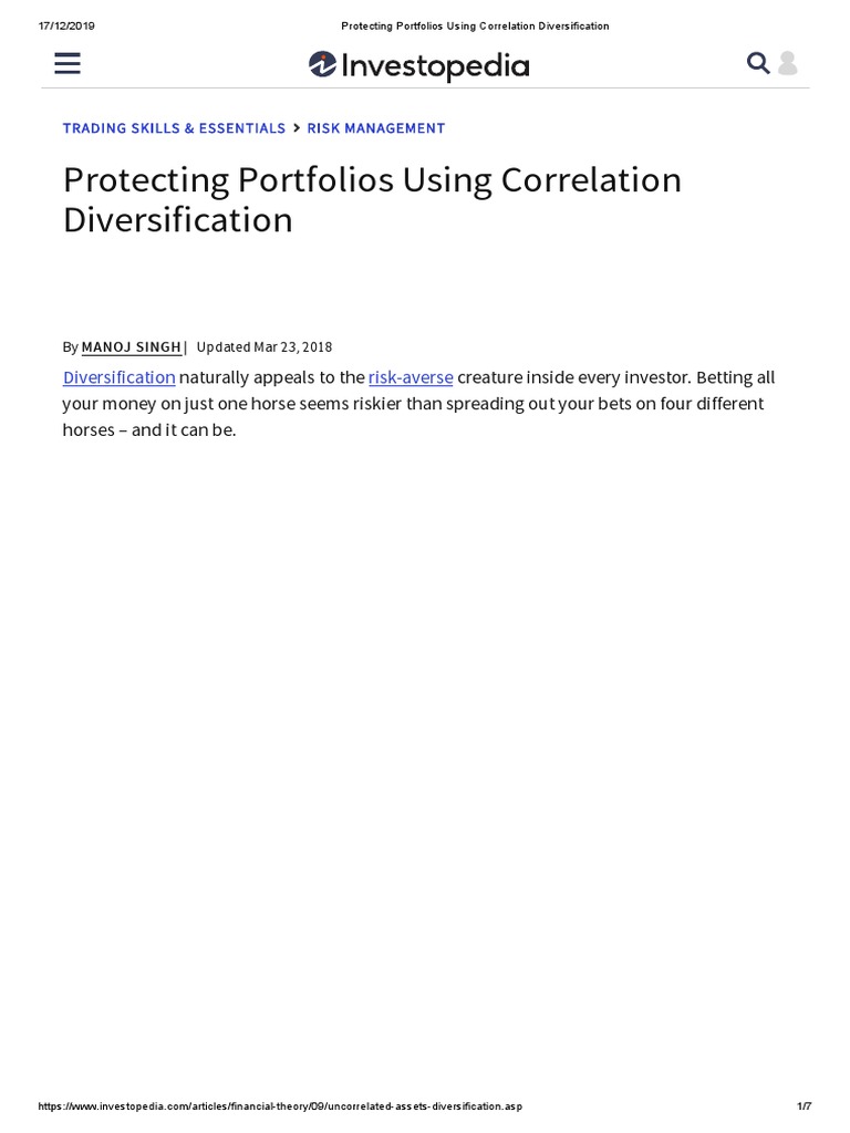 Correlation Diversification for Portfolio Protection | PDF ...