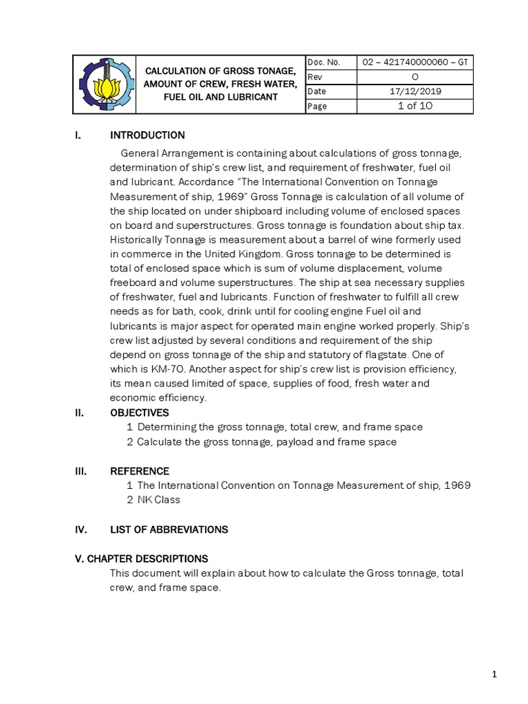 Gross Tonage Calculation | PDF | Tonnage | Sea Captain