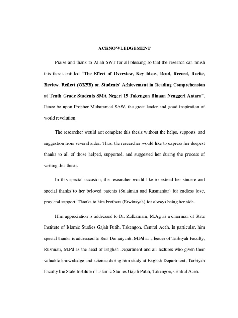 Acknowledgement Tt Pdf Thesis