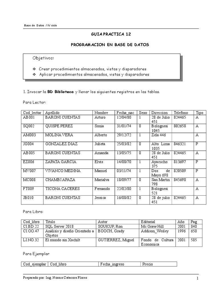 Practica 12 BASE DE DATOS | PDF | SQL | Modelo de datos