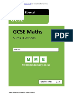 GCSE Maths Revision Surds Hard Questions PDF