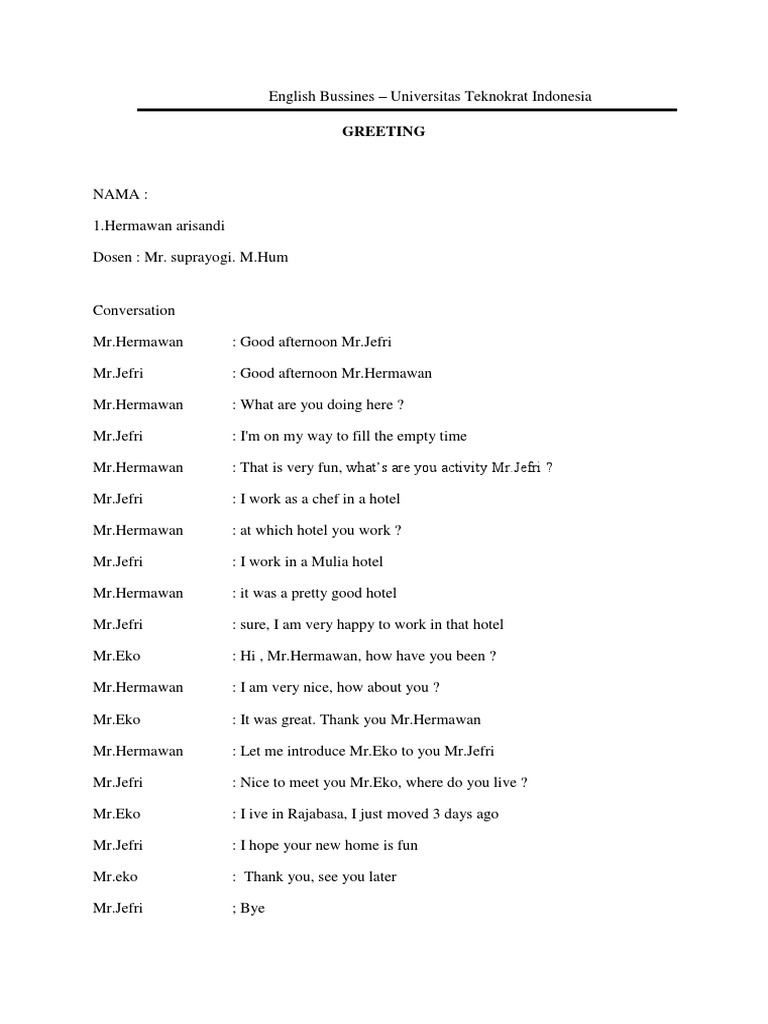 Tugas Bahasa Inggris Dialog | PDF | Language Arts & Discipline