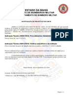 Notificação de projeto de segurança contra incêndio e pânico para empresa na Bahia