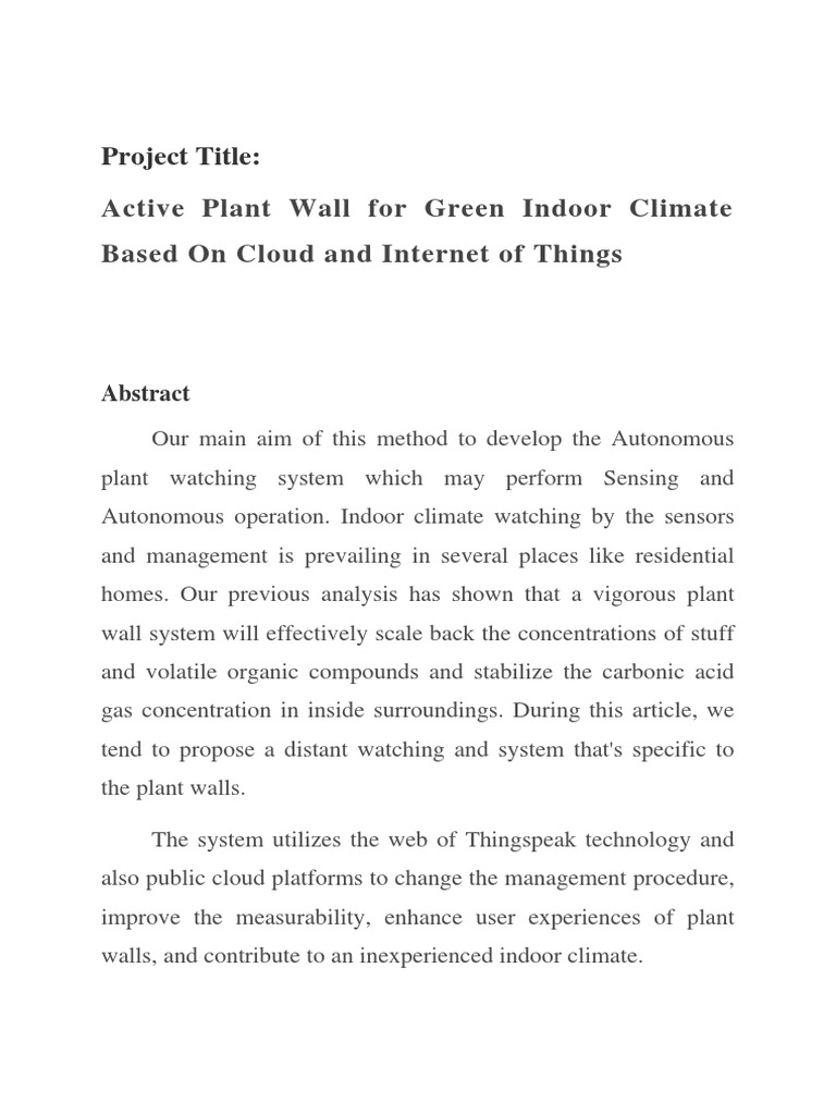 Smart Plant Wall for Indoor Climate | PDF | Internet Of Things | Humidity