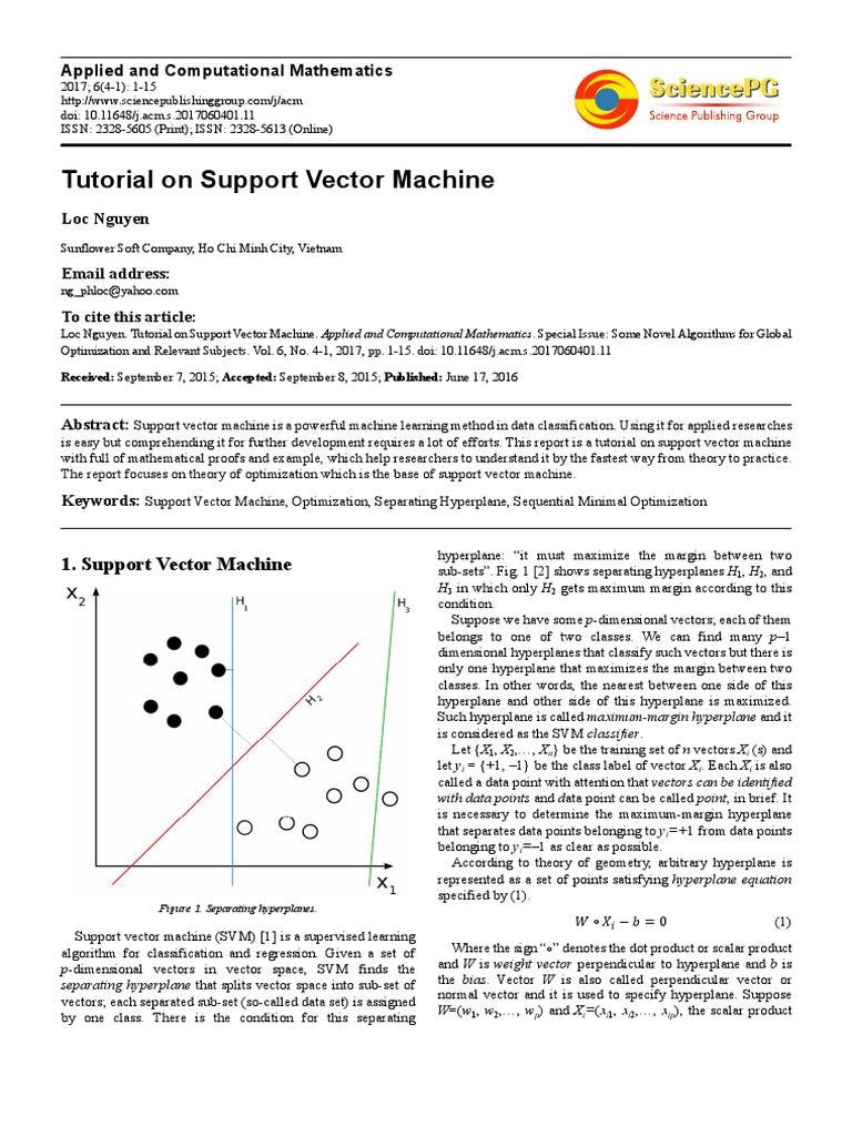 37 Tutorialonsvm Sciencepg 16 06 17 Pdf Mathematical Optimization Vector Space