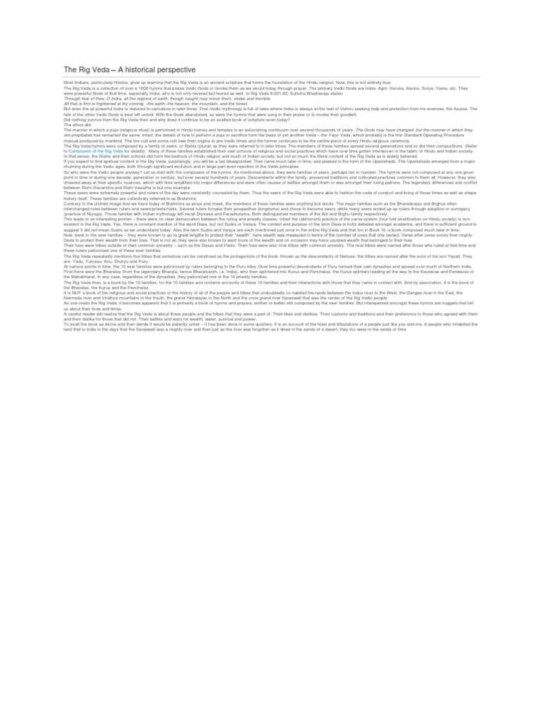 The Rig Veda | PDF | Vedas | Hindu Literature
