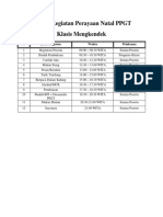 Jadwal Kegiatan Perayaan Natal PPGT