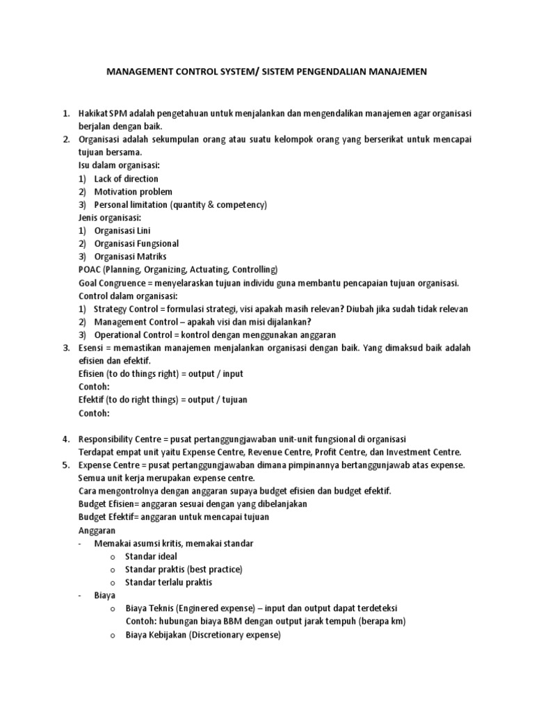 Sistem Pengendalian Manajemen Efektif | PDF