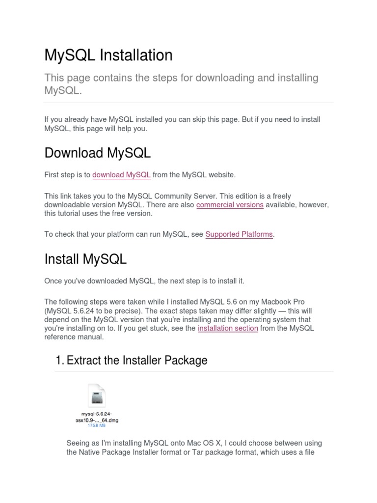 MySQL Installation Guide for Mac | PDF | Installation (Computer ...