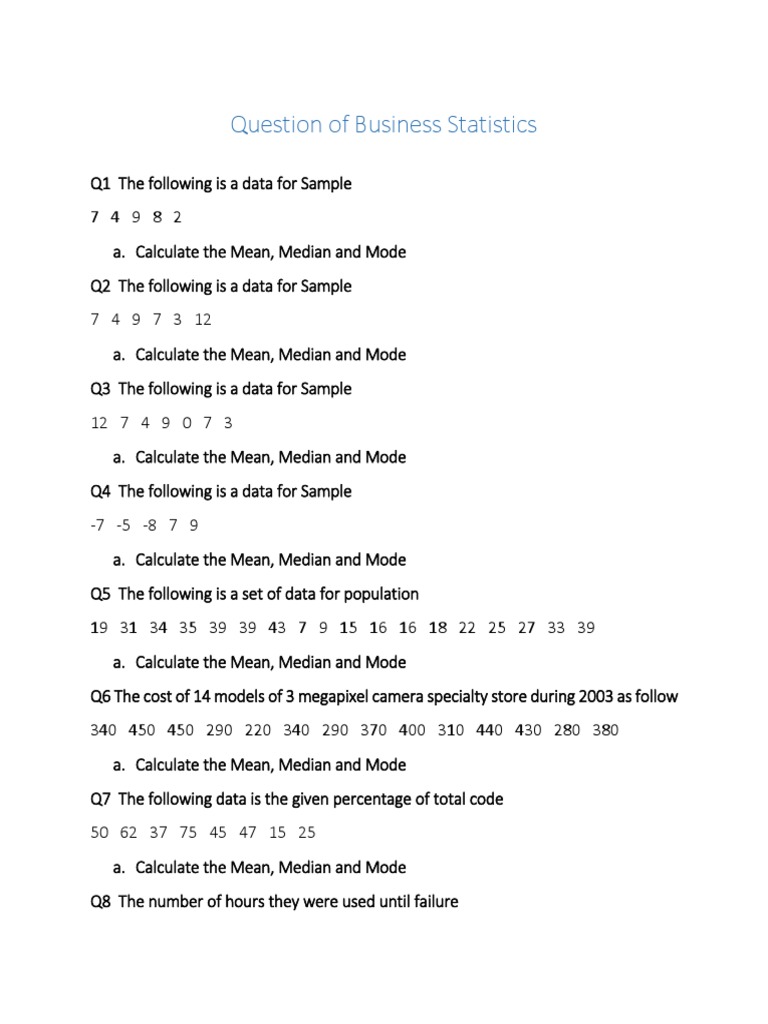 Business Statistics: Mean, Median, Mode | PDF | Mean | Mode (Statistics)