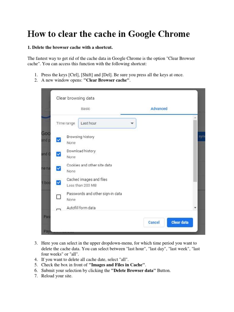 Clear Cache in Google Chrome Guide | PDF | Computers | Technology ...