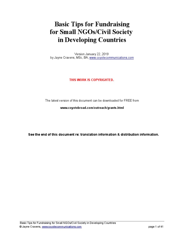 NGO Funding FINAL PDF | PDF | Non Governmental Organization | Fundraising