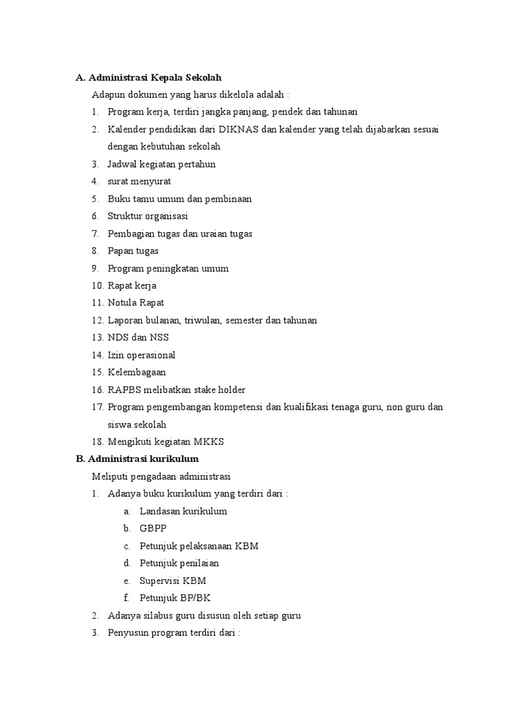 Administrasi Kepala Sekolah