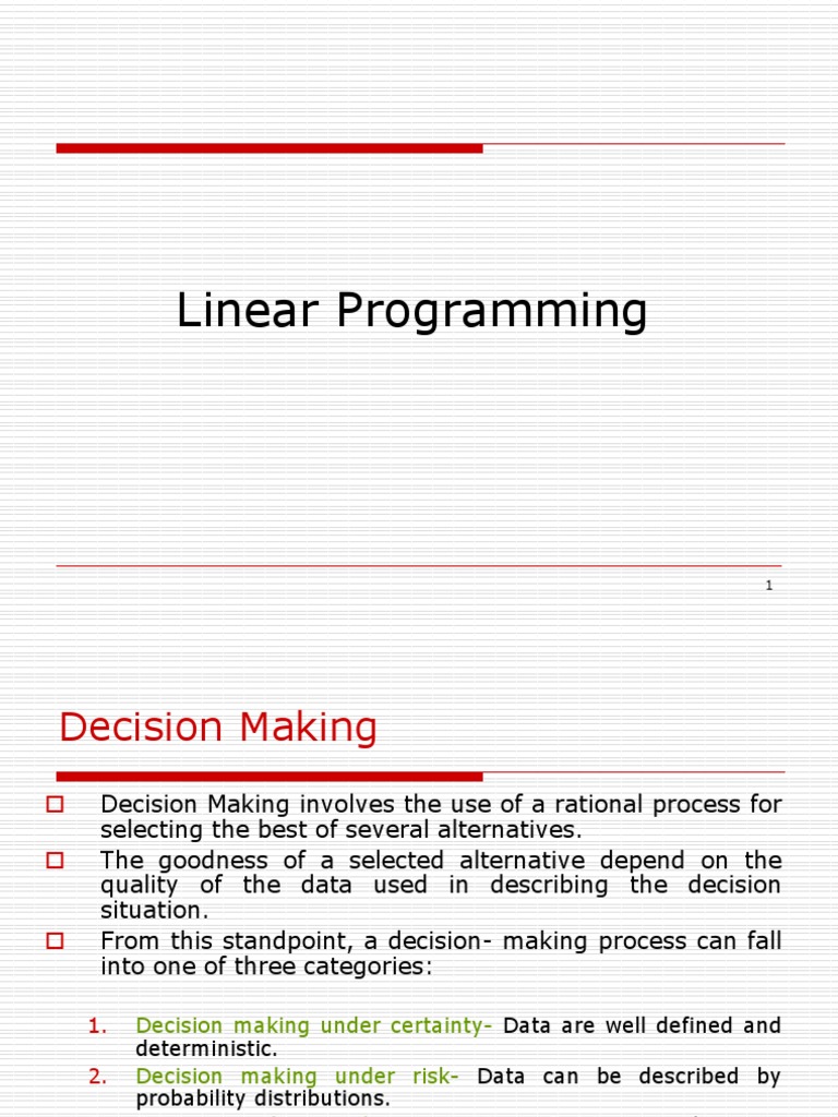 Linear Programming - OR | PDF | Mathematical Optimization | Linear ...