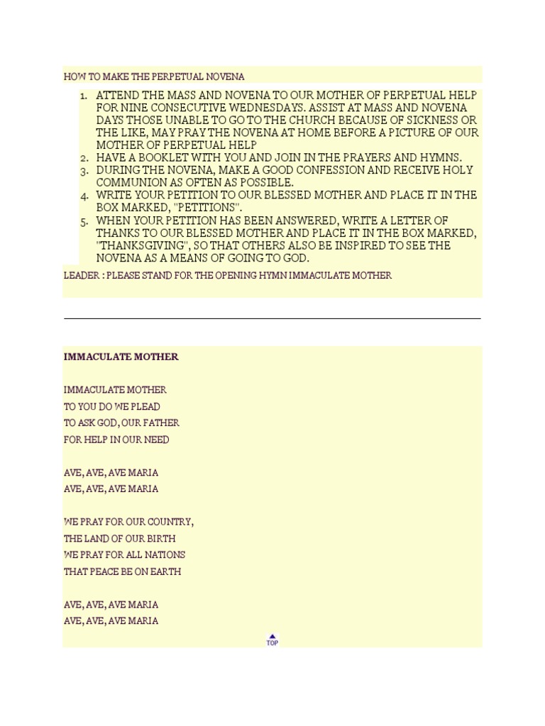 Novena To Mother of Perpetual Help | PDF | Mary, Mother Of Jesus ...