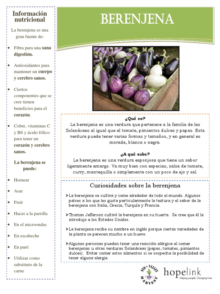 EGGPLANT Spanish FINAL | PDF | Berenjena | Vegetales, image size:768x1024
