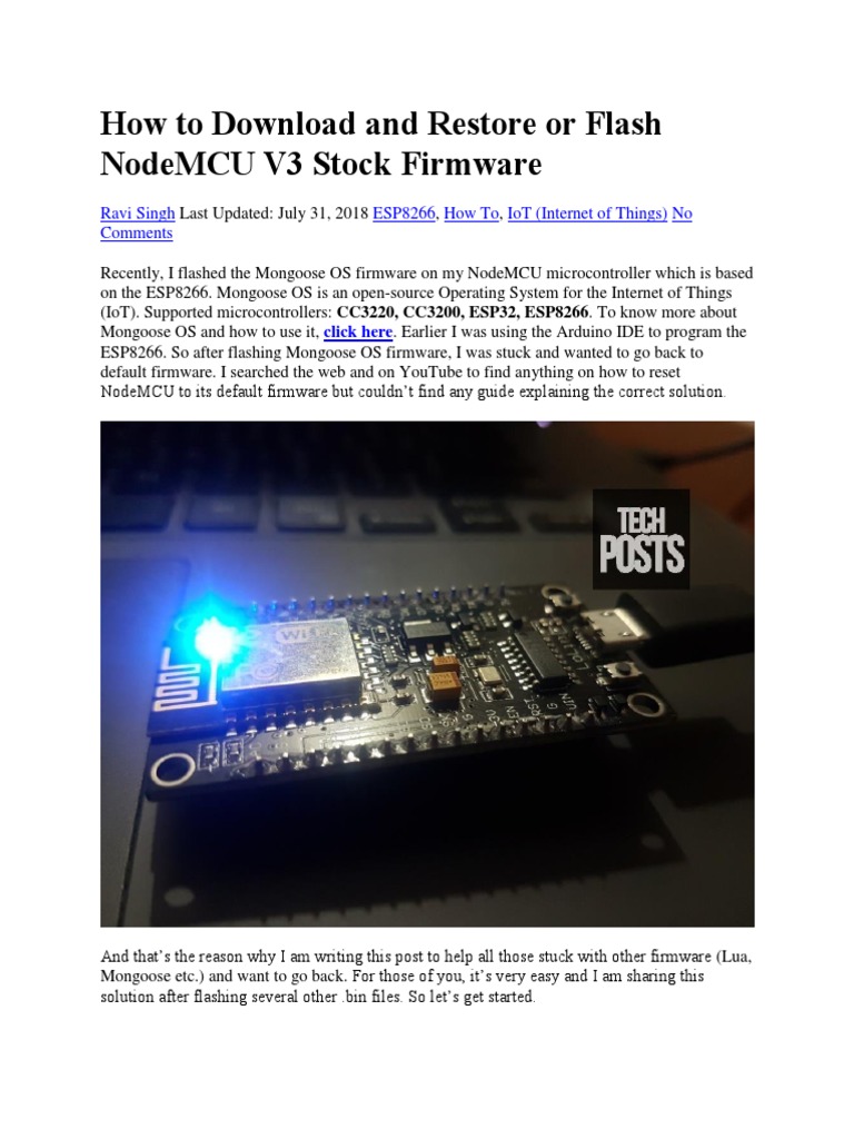 Flashing NodeMCU V3 Stock Firmware Guide | PDF | Digital Technology ...