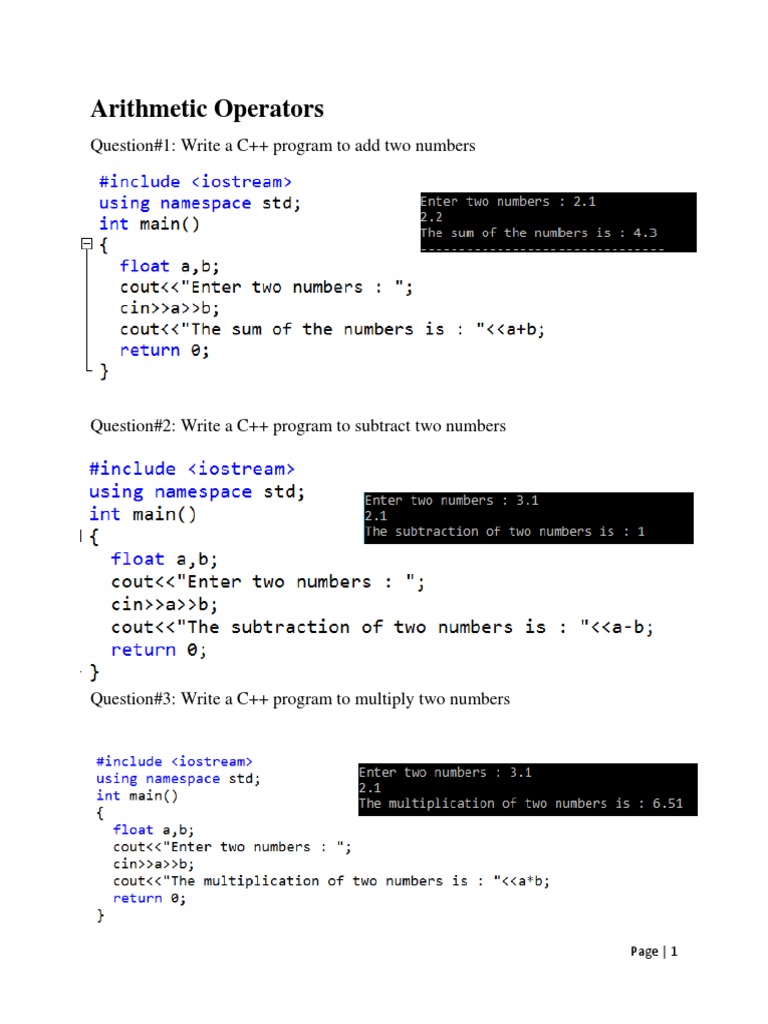 Operators Assignment PDF | PDF | C++ | Numbers