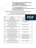 Pengumuman BPI Dan BPH BEM FMIPA UB 2020