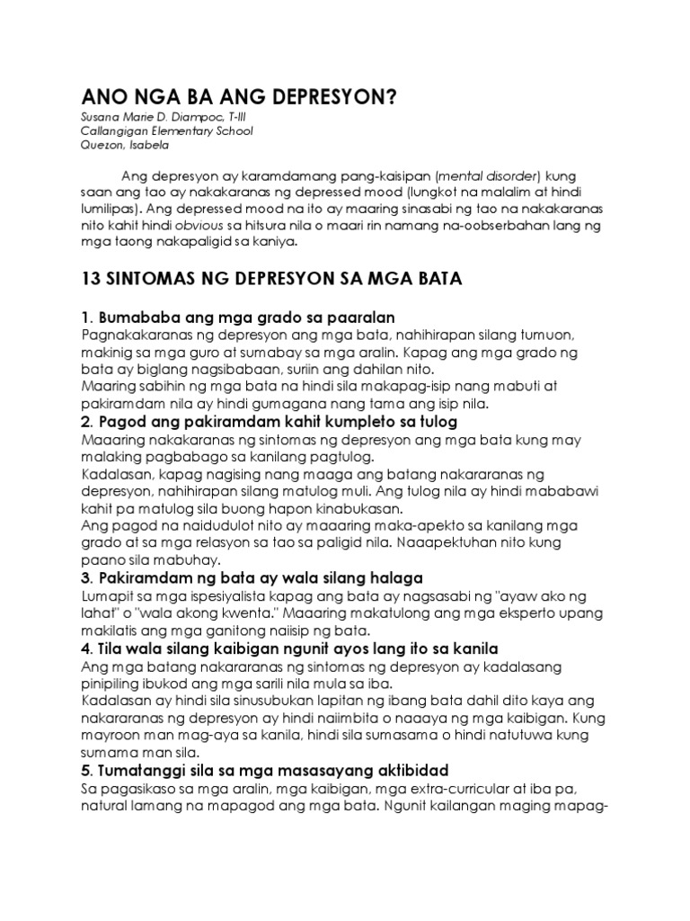 Ano Nga Ba Ang Depresyon | PDF