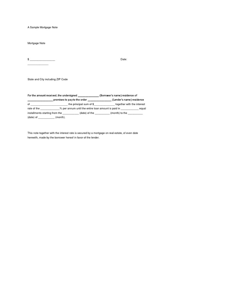 Mortgage Promissory Note Template | PDF