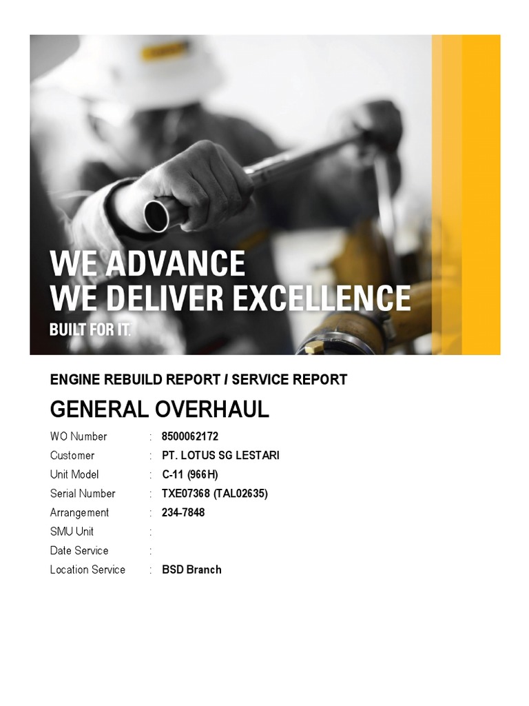 Engine Rebuild Report for PT Lotus SG Lestari | PDF | Cylinder (Engine ...