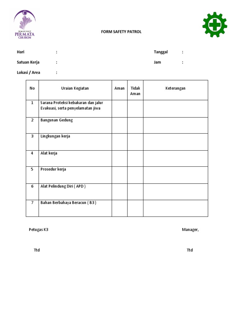 Formulir Patroli Keamanan K3 | PDF
