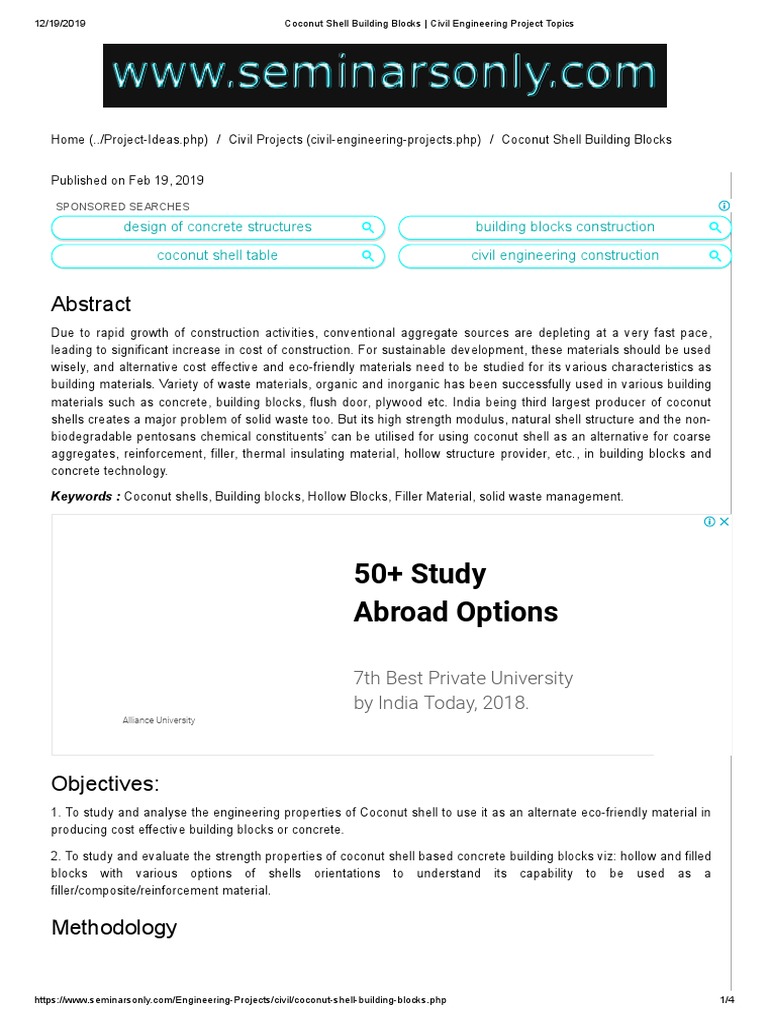 Coconut Shell Building Blocks PDF Concrete Building Engineering