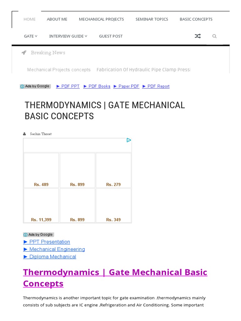 Thermodynamics - Gate Mechanical Basic Concepts - Mechanical ...
